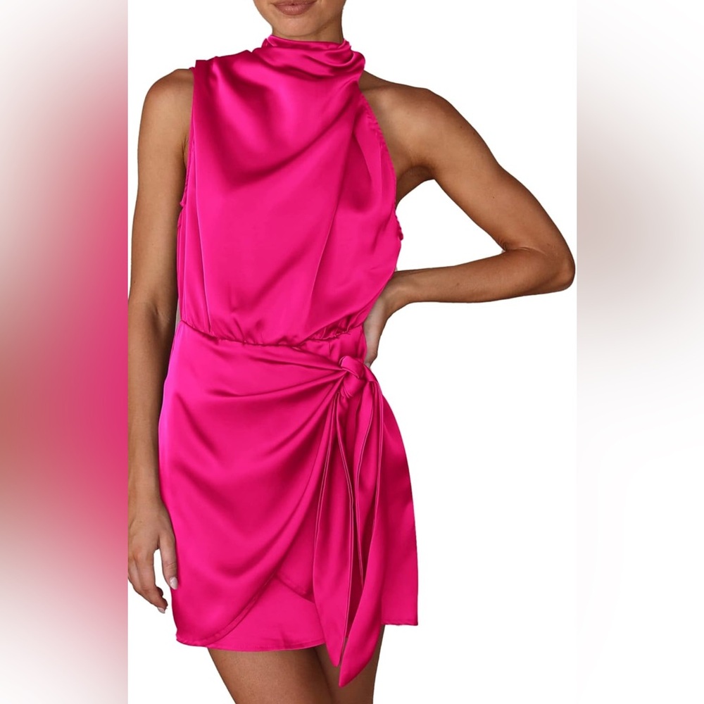 Vibrant Pink Satin Dress